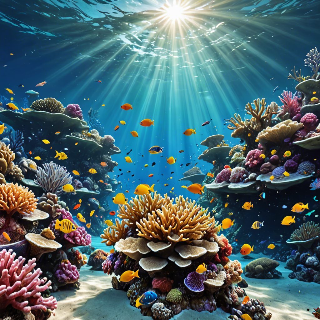 an underwater coral reef teeming with colorful fish, sunlight rays, vivid colors, detailed — image 22