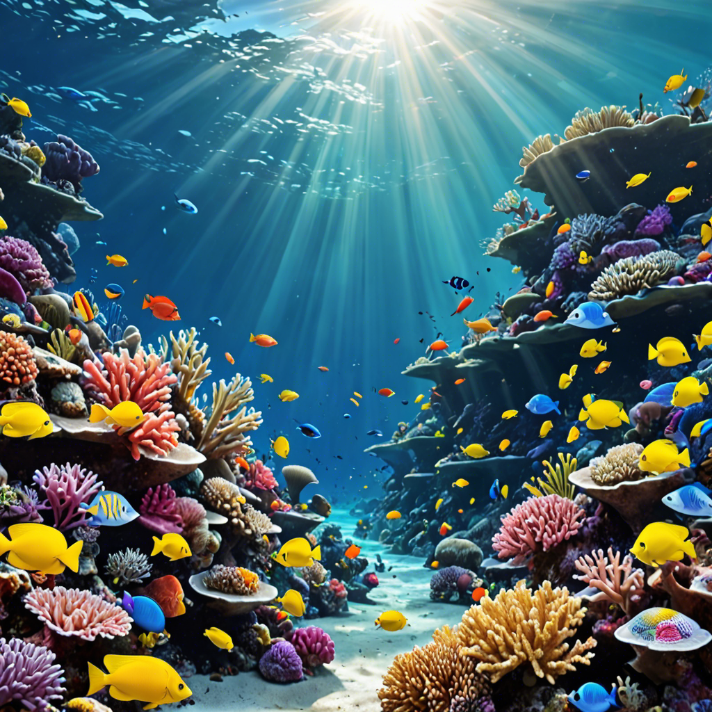 an underwater coral reef teeming with colorful fish, sunlight rays, vivid colors, detailed — image 3